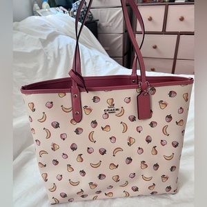 Coach Pac-Man collection. Strawberry, banana, apple, pear tote